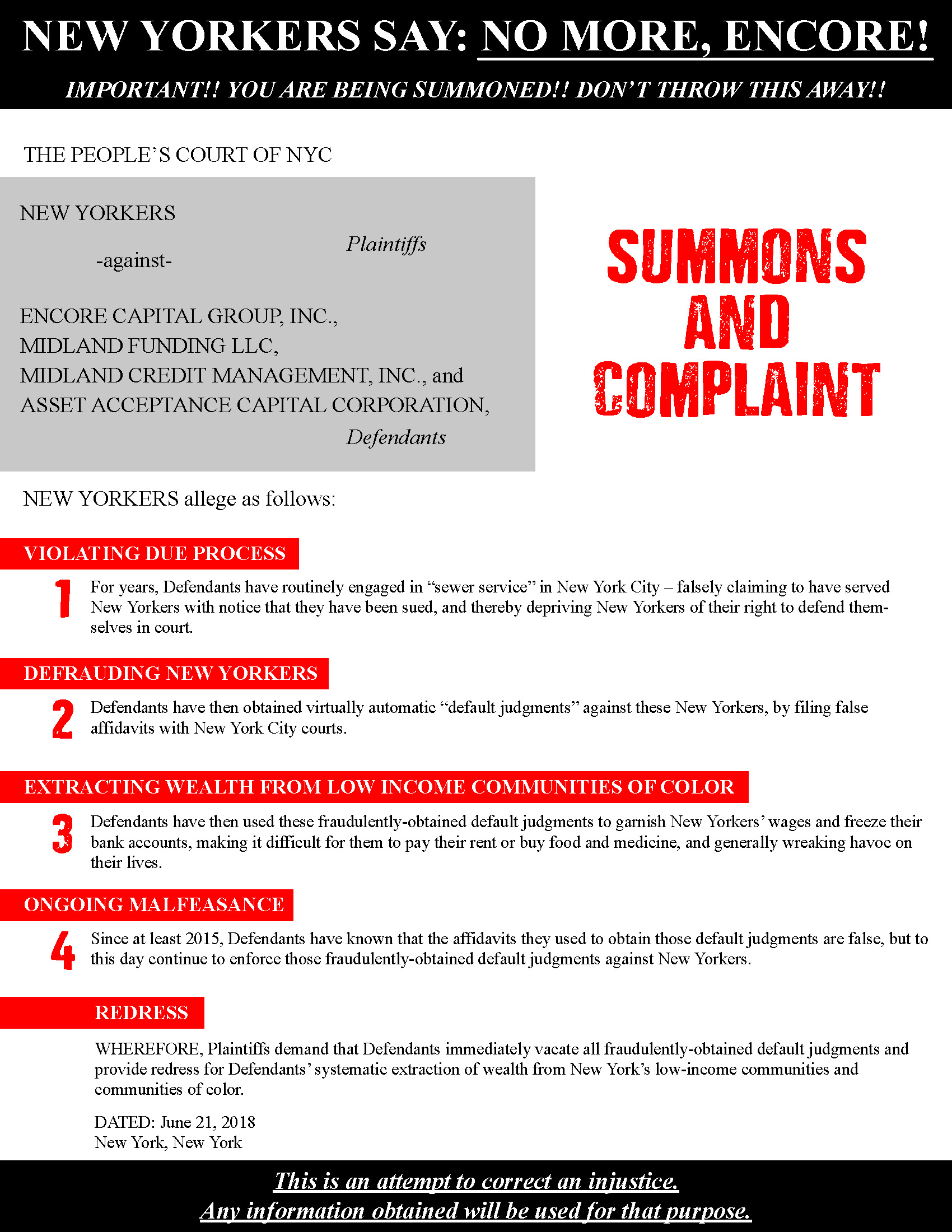 Summons and Complaint